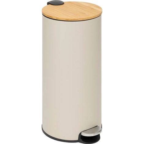 Cestino per rifiuti con coperchio in bambù da 30l colore moderno beige - 5five