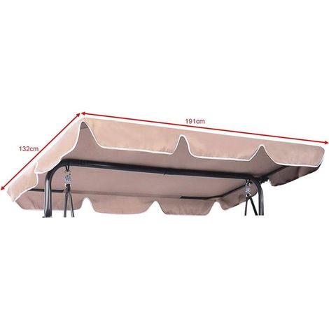 Toit de Rechange pour Balancelle de Jardin Anti-UV, Toit Balancelle en Tissu Oxford imperméable 600D Imperméable avec Largeur de Bord 12cm Dimension 191x132 cm (Beige) (1/5)