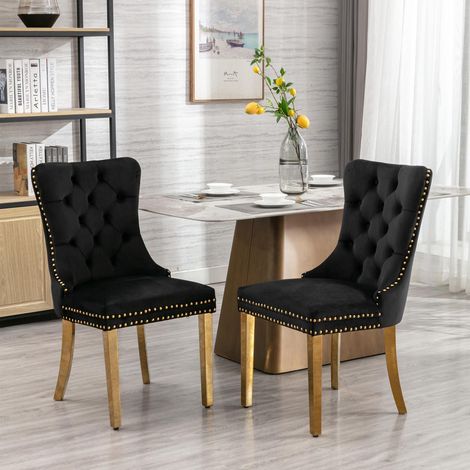 A&A Furniture, Collection Nikki, Chaise de salle à manger contemporaine haut de gamme en bois noir - qualité supérieure et confort optimal