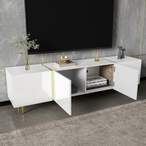 mobile tv 170 cm 4 ante bianco lucido soft close MDF HAVRYA (1/5)