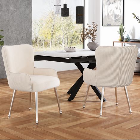 chaises salle manger lot de 4 velours beige OKMYHOME (1/5)