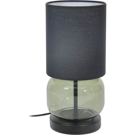 Lampe table Dorme Italux noire abat-jour tissu vert E27 (1/3)