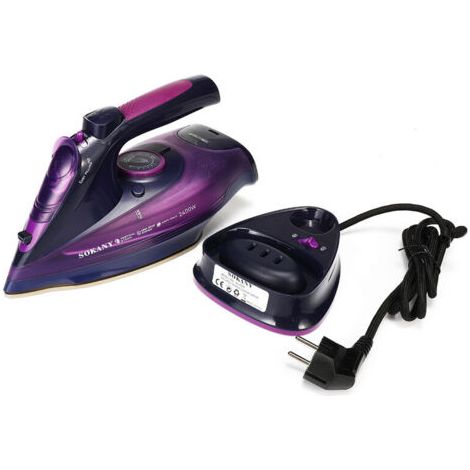 VURAHOME -Fer à Vap Repasser 2400W Sans fil 5 Vitesse Réglable Anti-goutte Anti-calcaire EU Plug-Violet