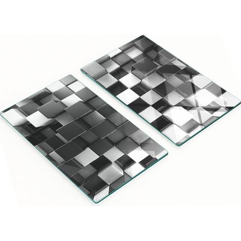 Tableros de vidrio duraderos y elegantes con un patr贸n abstracto de cubos de 2x30x52 cm.