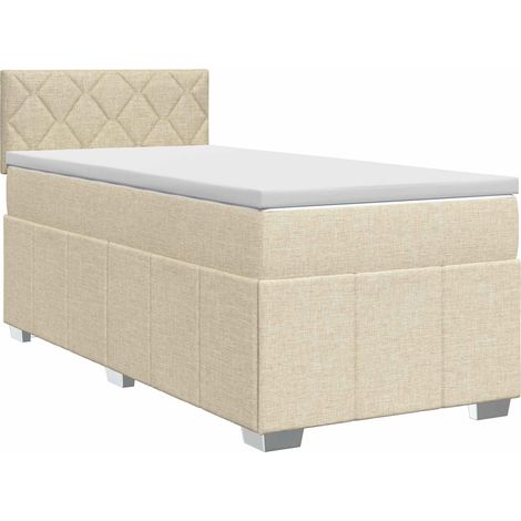 Maison Exclusive - Lit boxspring avec matelas Crème 90 x 200 cm Tissu (1/5)