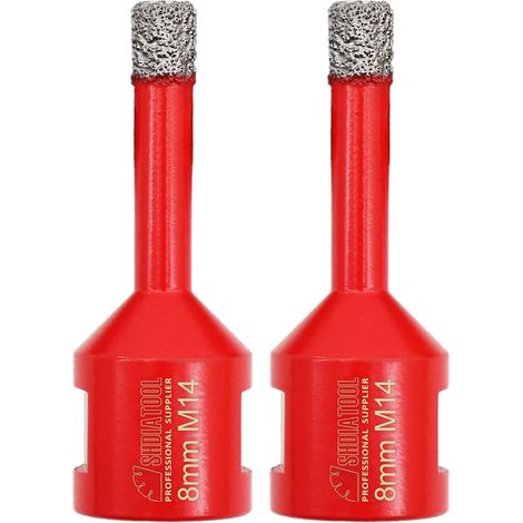 Lot de 2 forets diamantés 8 mm pour grès Filetage M14 (1/5)