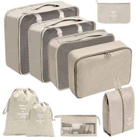 Set organizer da viaggio da 9 pezzi,sacchetti per scarpe in rete traspirante,adatto per valigie,disponibile in 6 colori Blu scuro (1/5)