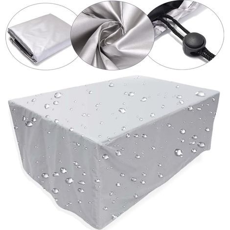 Housse de mobilier d'extérieur, bâche imperméable coupe-vent anti-UV, housse de protection en tissu Oxford 210D argent - 225x 116 x82cm (1/4)