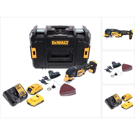 DeWalt DCS 355 D2 Akku Oszillierer Multitool 18 V Brushless + 2x Akku 2,0 Ah + Ladegerät + Zubehör + TSTAK