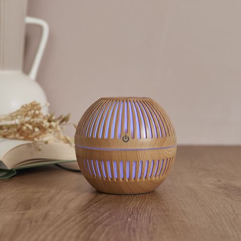 The Home Deco Factory – Diffuseur huile essentielle bois rond marron – Design élégant pour ambiance apaisante – Compact et esthétique pour intérieur
