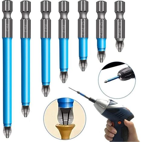 7 Pcs Magnétiques Tige Hexagonale Antidérapante Foret Anti-Dérapant Magnétique Léger Durable Pour Tournevis Électriques, Tournevis Manuels, Perceuses Électriques, Perceuses Pneumatiques Etc (1/5)