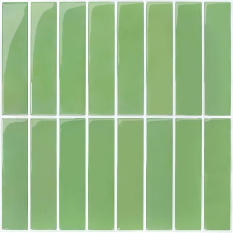 Credence Adhesive pour Cuisine Salle de Bain, (10 Pièces, 30 x 30cm)Vinyle Vert Sauge Carreaux Carrelage Adhesif Mural Cuisine Metro 3D Dalle Adhesive (1/5)