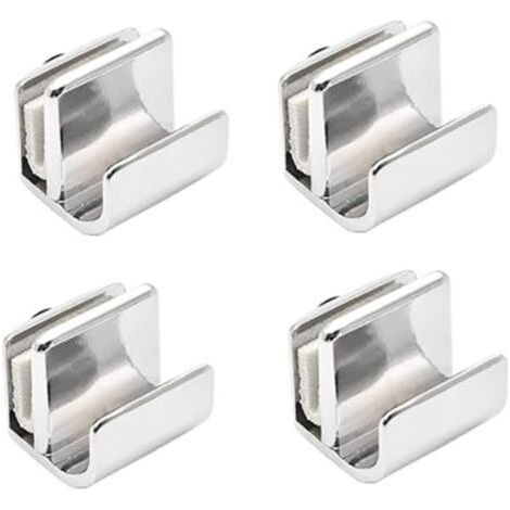 FENOPLASTICALot de 4 poignées de porte en verre, poignée à clip en verre, alliage de zinc sans perçage, pinces de porte, poignées de tirage pour vitrines, tiroirs en verre de 5 à 8 mm (1/5)