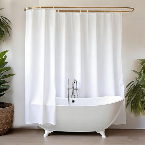 Rideau de Douche Tissu Lavable en Machine, Rideau Douche Blanc Anti-moisissure déperlant pour Salle de Bain, Largeur 240 x Hauteur 180cm (1/5)