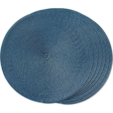 Juego de 6 manteles individuales redondos tejidos - lavables - antideslizantes - 38 cm - Beige (1/5)