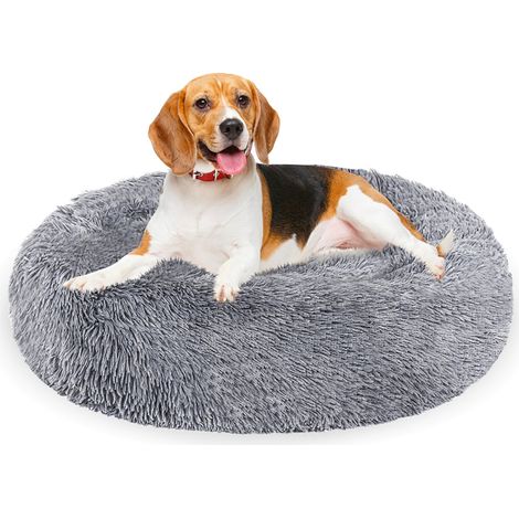 Wolketon Cama para perro Cama para perro Cojín de felpa Cama para gato Con alfombrilla antideslizante 80cm Gris claro (1/5)