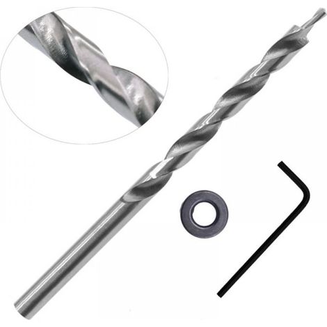 Foret Hélicoïdal - Acier Rapide HSS - Queue Ronde 1/4 Pouces - Butée de Profondeur Réglable - Pour Bois Tendre - Diamètre 9 mm - Lot de 1