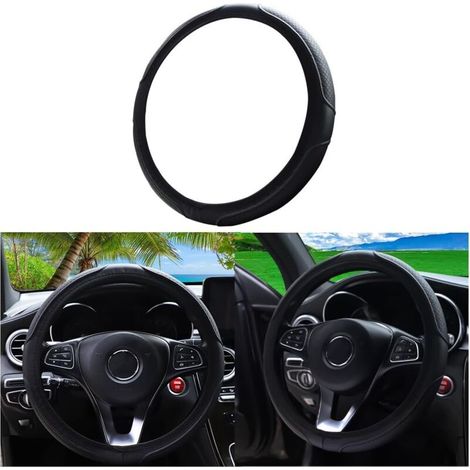 Protection Volant pour Voiture, Protecteur Volant Voiture, Couvre Microfibre PU Cuir Couvre, Housse Antidérapante Cuir Housse Microfibre Respirante Sécurité Antidérapant(Noir) (1/5)