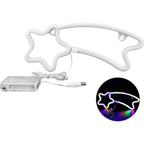 Enseigne lumineuse LED néon Meteor colorée pour décoration maison, mariage, fête - alimentation USB/piles