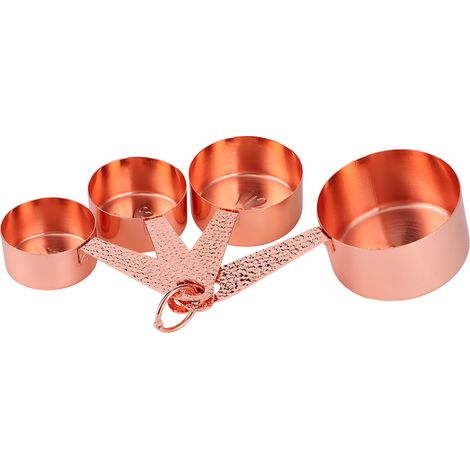 Ensemble de 4 tasses à mesurer, cuillères à café et cuillères graduées en acier inoxydable doré rose, ustensiles de cuisine pour la pâtisserie et la cuisine (1/5)