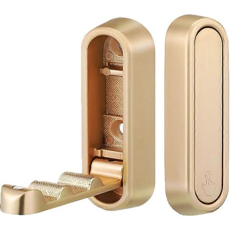 Set mit 2 goldenen, klappbaren Wandhaken, Metall-Wandhalterung für Badezimmer, Küche, Schlafzimmer - platzsparend, für Handtücher (1/5)