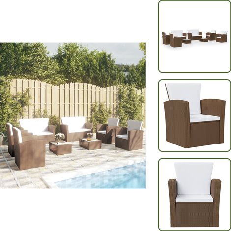 Cuscini da giardino - vidaXL Set Divani da Giardino 8 pz con Cuscini in Polyrattan Marrone - Poltrona in rattan