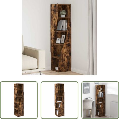 Holz - Eckschrank Geräucherte Eiche 32x32x140cm Holzwerkstoff (1/5)