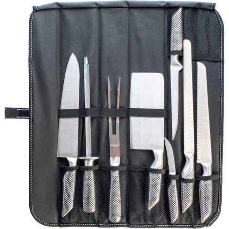 Set coltelli da barbecue cucina 8 pz acciaio inox monoblocco forma ergonomica
