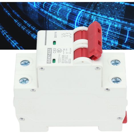 DZ47-63Z C63 2P Miniatur-Leistungsschalter für Solar-Photovoltaikanlagen, Miniatur-Gleichstrom-Leistungsschalter, 63 A, DIN-Schienenmontage, Niederspannung DC 1000 V, Abschaltvermögen von 6000 A. (1/5)
