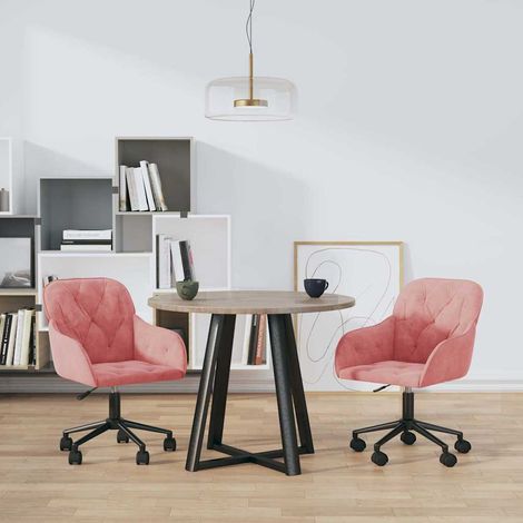 vidaXL Sillas de comedor giratorias 2 unidades terciopelo rosa (1/5)