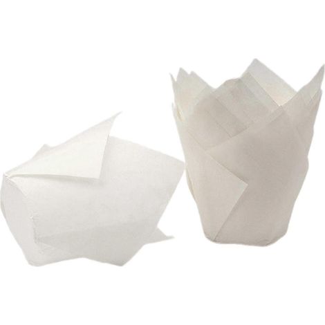 50 caissettes à cupcakes, emballages pour cupcakes, moules à muffins antiadhésifs pour la cuisson au four, idéaux pour les mariages, anniversaires et autres occasions spéciales.-White