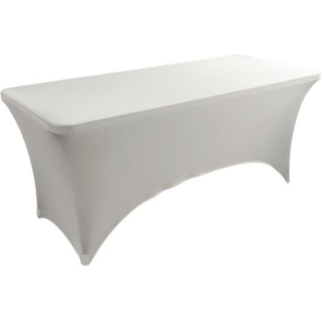 Nappe Rectangulaire en Élasthanne Extensible de Couleur Unie, Lavable et Infroissable, Couverture pour Table Pliante Mariage Cocktail Exposition (Blanc Ivoire,183x75x75cm) (1/5)