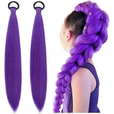 Extension per capelli intrecciate viola extra lunghe, 66 cm (26 pollici), per bambini e donne, capelli africani Yaki testurizzati, extension viola per costumi, cosplay, palcoscenico, carnevale (1/5)