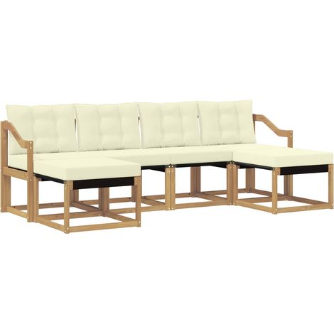 Set di divani da esterno con cuscino 6 pz Salotto da Giardino Bianco e Crema (1/5)
