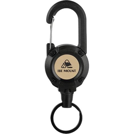 Llavero retráctil con mosquetón de cable de acero de 60 cm, ideal para acampar, hacer senderismo y actividades al aire libre, color negro.