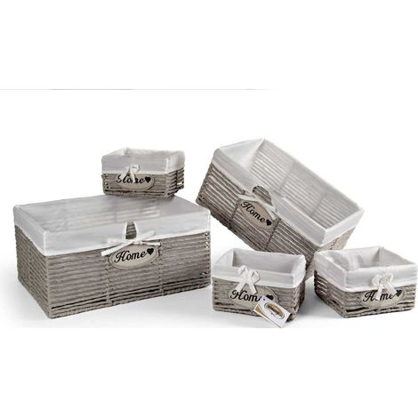 SET 5 CESTE IN TESUTO 44/39/22 CM DI COLORE GRIGIO (1/2)