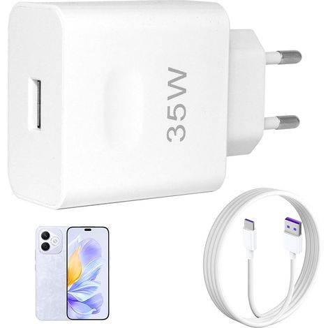 Chargeur Rapide Supercharge 35 W pour Ho-nor & Hua-wei Chargeur USB C avec câble USB C 2 m 5 A, Adaptateur 22,5 W pour Chargeur Mobile pour Ho-nor X8a X7a X6a Pad 8 Mate 20 10 P30.
