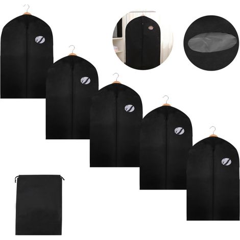 SWANEW 10 buste porta abiti 100 x 60 cm copertura protettiva nera con sacca per scarpe (1/4)