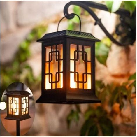 Lumiere Solaire Exterieur,Lanterne Solaire Exterieur Jardin,Lanterne Solaire Deux Modes de Fonctionnement Clignotant/Chaud Torche Solaire Jardin Pour la Decoration Exterieur Jardindyk- (1/4)