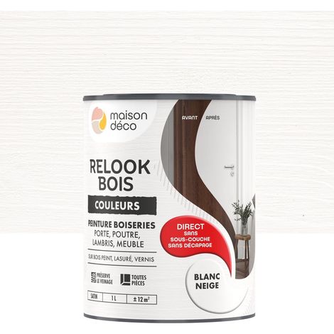 Pintura para madera Relook MAISON DECO, blanco nieve satinado, 1 litro MAISON DECO