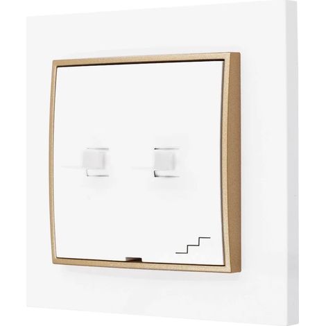 Interruptor doble para escaleras, estilo estadounidense, Karlik mini, blanco/dorado (1/3)
