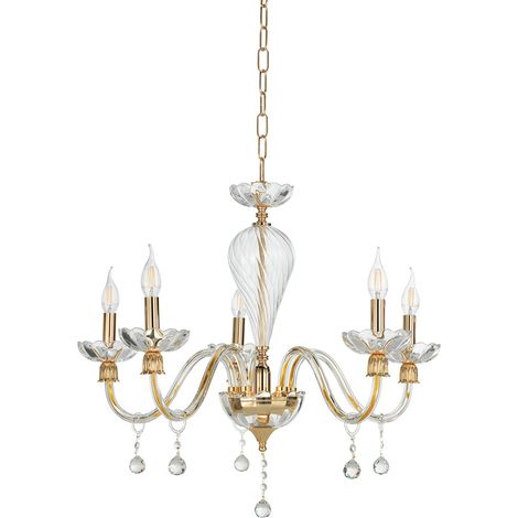 Lustre classique en verre soufflé 5 lumières Made in Italy Roxanne 5 (1/2)
