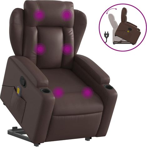 Maison Exclusive - Massagesessel mit Aufstehhilfe Braun Kunstlede