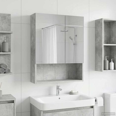 vidaXL Mobiletto per specchio da bagno con lo scaffale Grigio