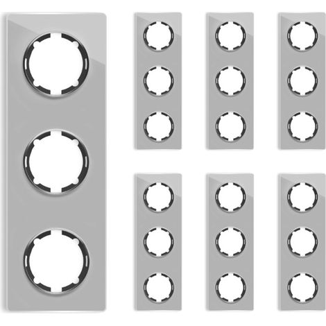 Plaque de finition Garda, en verre, vertical, 3 postes (lot de 7) - gris
