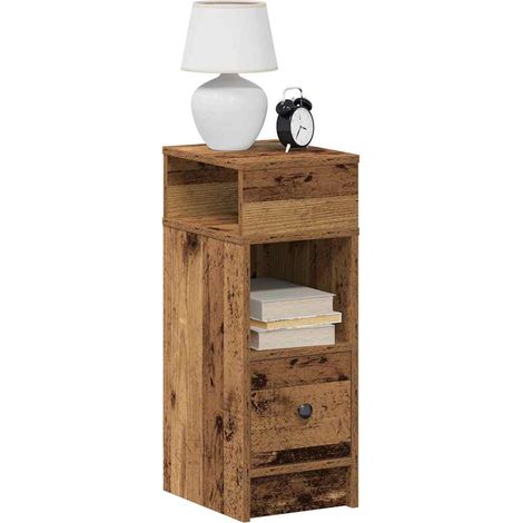 vidaXL Bedside Cabinets 2 pcs with Drawer Old Wood 25x31x66 cm