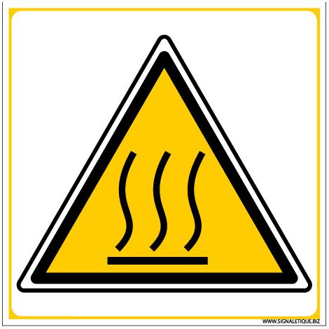 Panneau danger hautes températures - Adhésif 125x125 mm - Conforme à la norme ISO 7010
