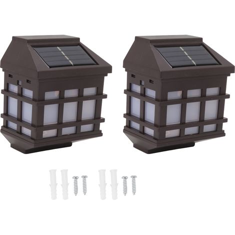 Ortviai Applique murale solaire LED 2 pièces, étanche, design rétro pour jardin, cour ou villa – lumière blanche