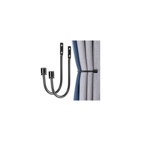 Metall-Raffhalter für Gardinen, wandmontierte U-förmige Metall-Raffhalter für Gardinen, Raffhalter mit Haken - Crezuo