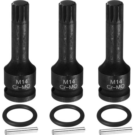 3pcs Douille À Crans Carrés Triple M14 1/2" Entraînement 14mm (1/5)